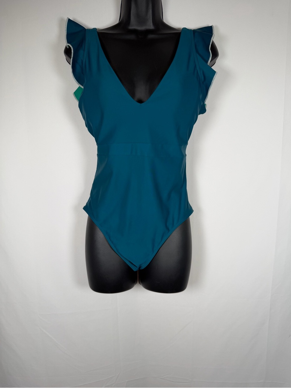 summersalt Teal Ruffle-Shoulder One-Piece Swimsuit